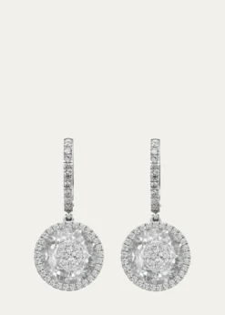 Bhansali18K White Gold 10mm Halo Drop Earrings with Diamonds