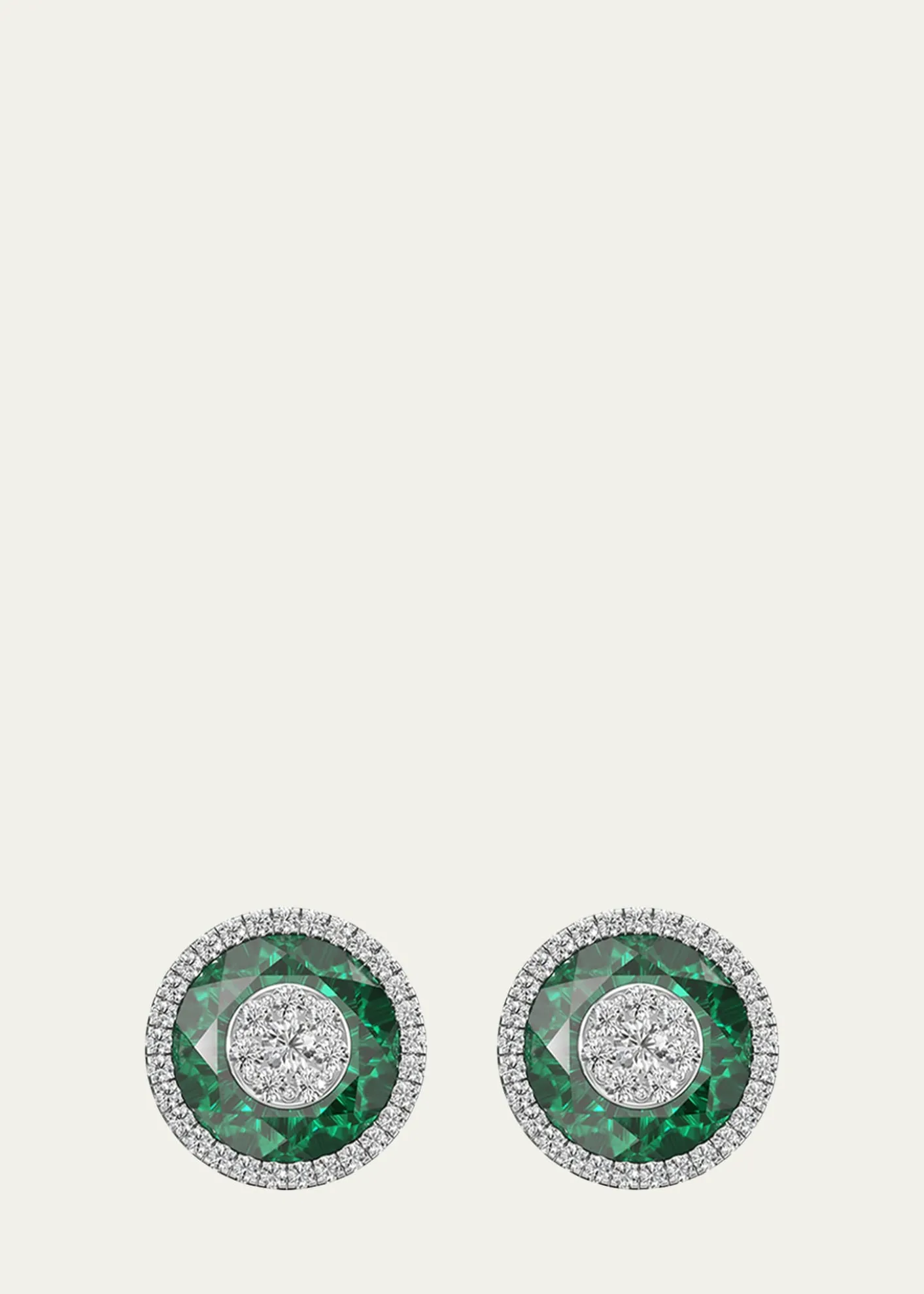 Bhansali18K White Gold 10mm Halo Fusion Stud Earrings with Diamonds