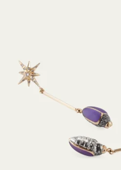 Bibi van der Velden18K Yellow Gold Amethyst Scarab Drop Earrings with Diamonds