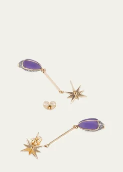 Bibi van der Velden18K Yellow Gold Amethyst Scarab Drop Earrings with Diamonds