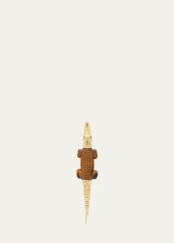 Bibi van der Velden18K Yellow Gold Alligator Bite Earring with Tiger's Eye and Tsavorite