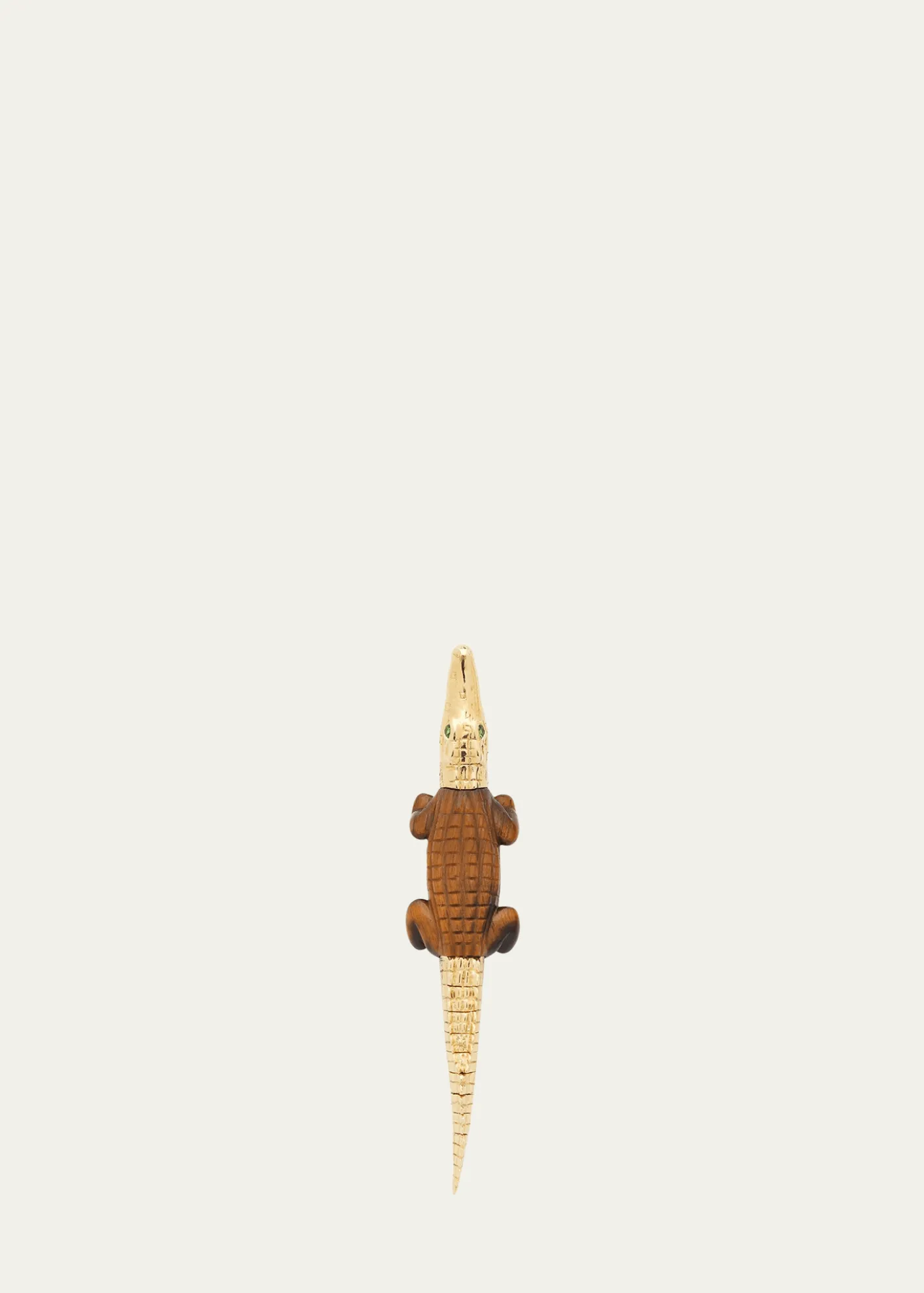 Bibi van der Velden18K Yellow Gold Alligator Bite Earring with Tiger's Eye and Tsavorite