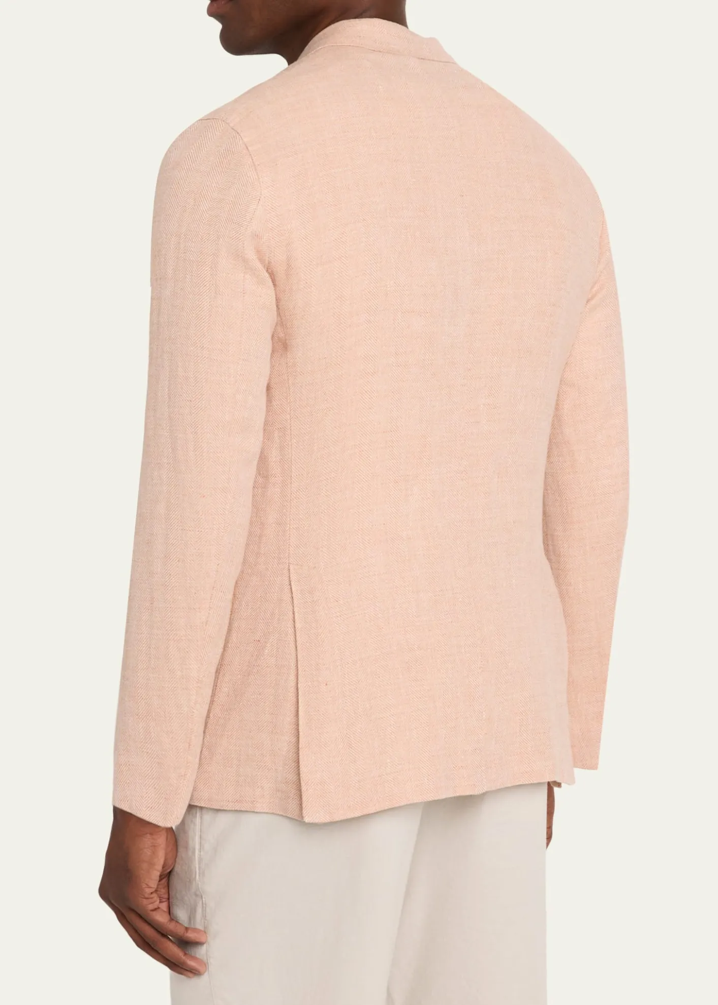 BoglioliMen's Linen and Wool Herringbone Single-Breasted Blazer