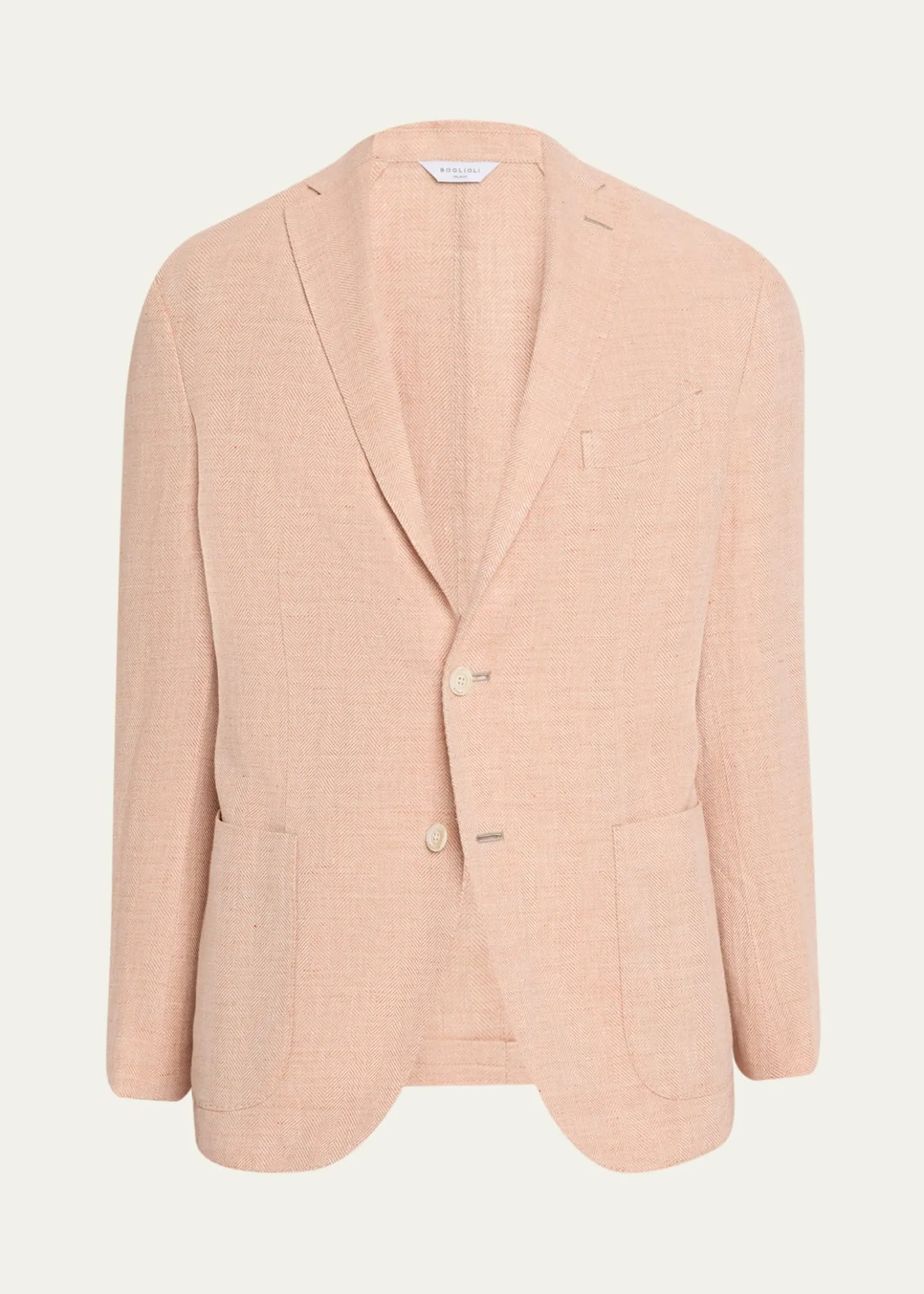 BoglioliMen's Linen and Wool Herringbone Single-Breasted Blazer