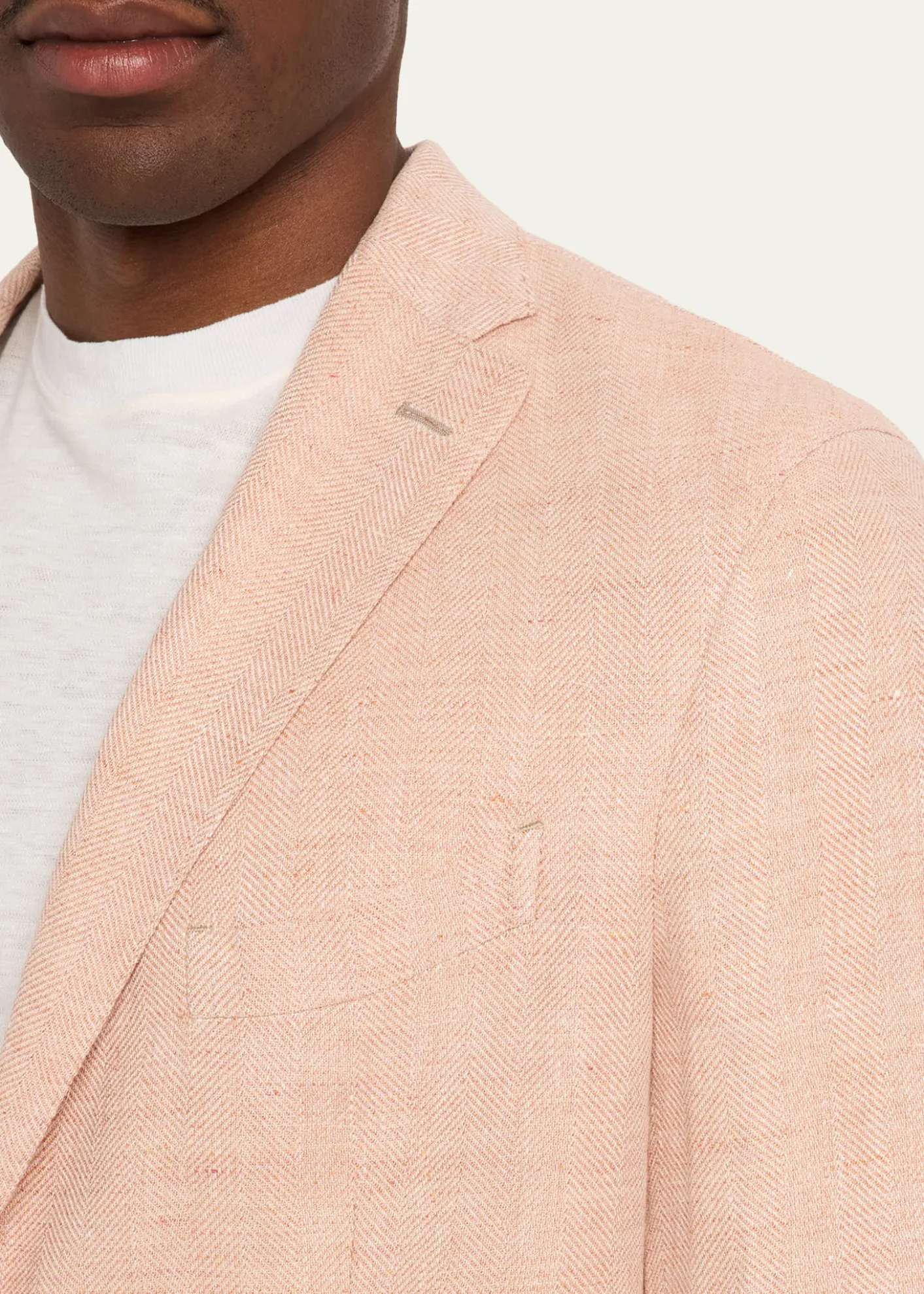 BoglioliMen's Linen and Wool Herringbone Single-Breasted Blazer