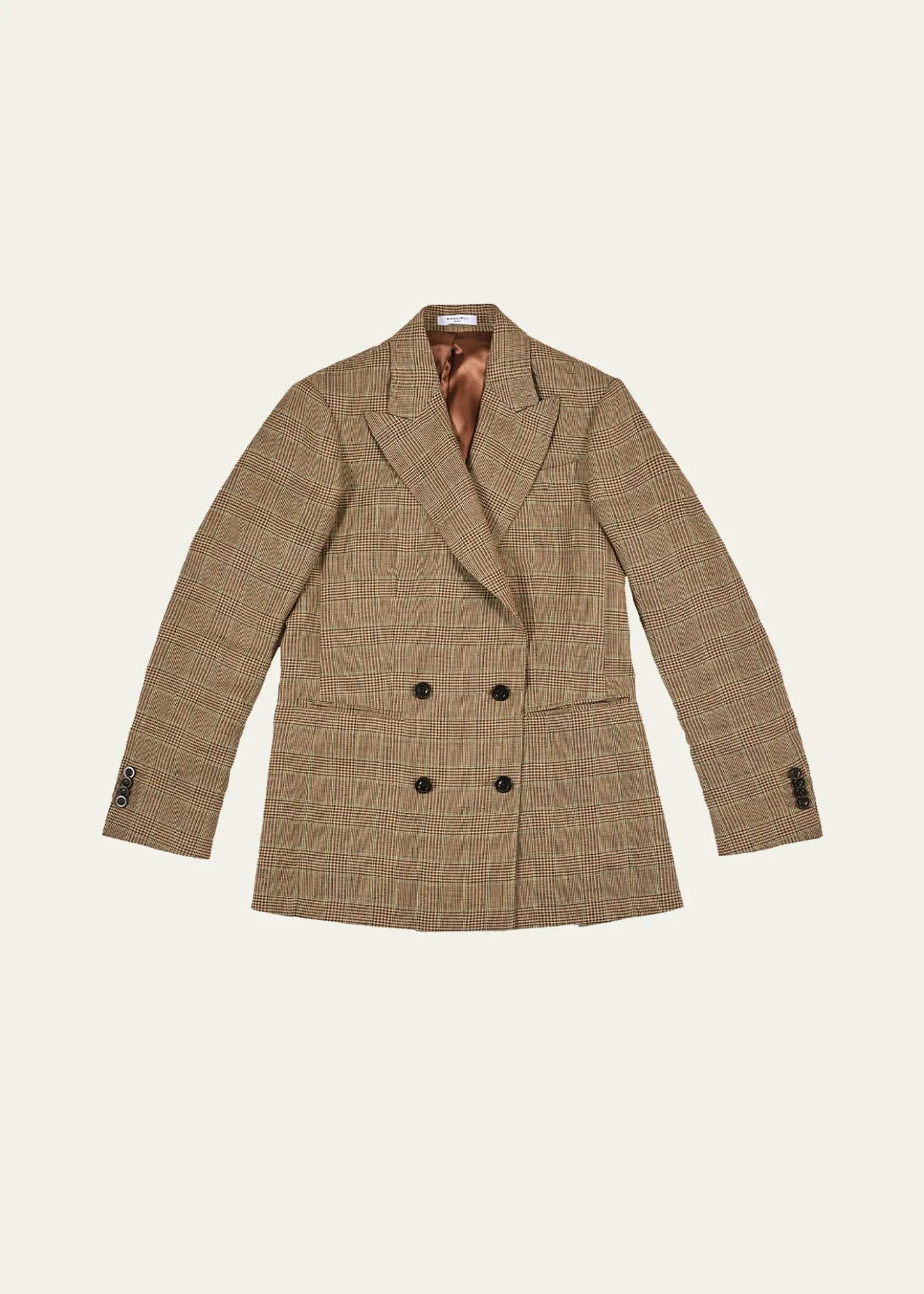 BoglioliMen's Linen Prince of Wales Double-Breasted Sport Coat