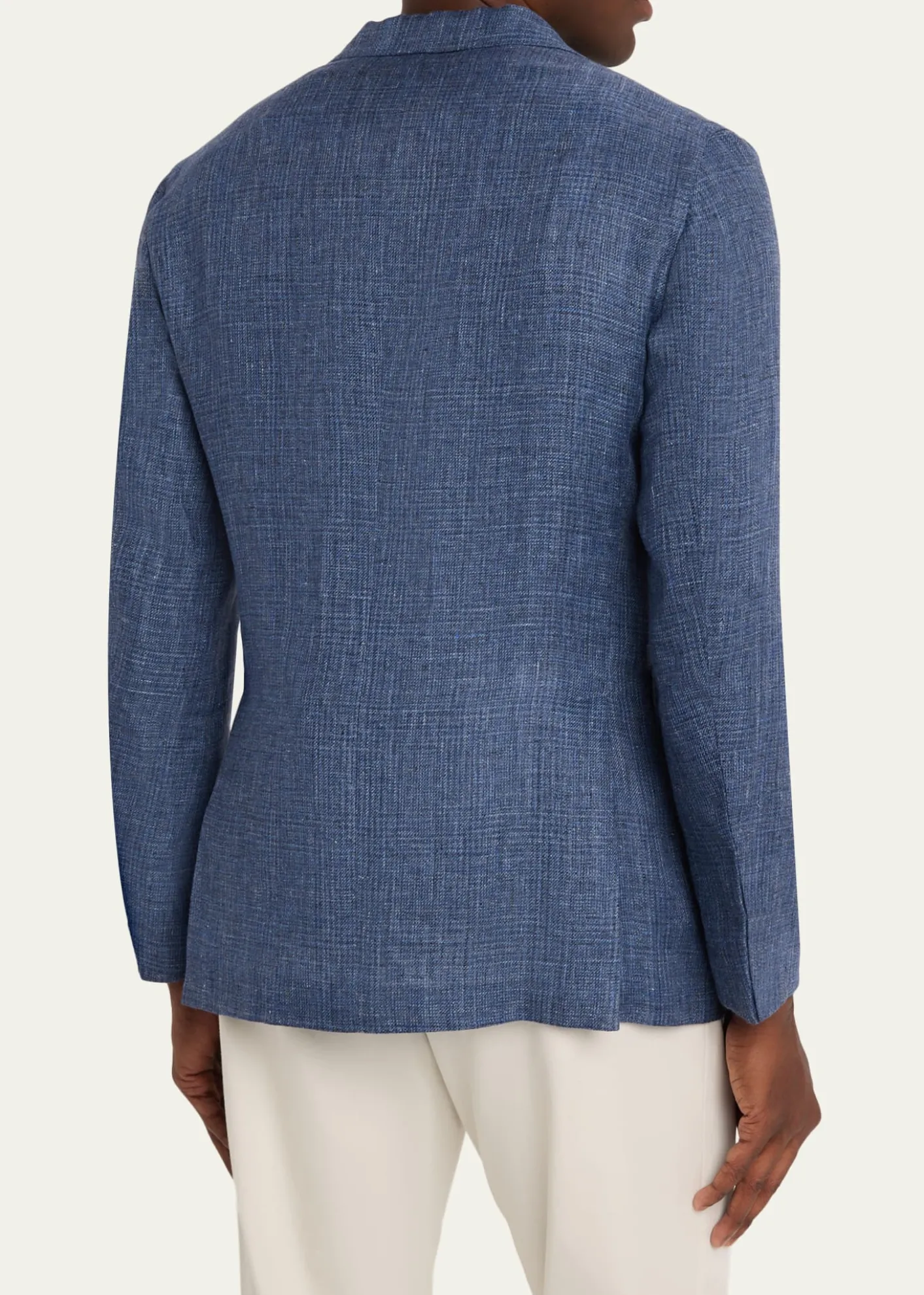 BoglioliMen's Plaid Linen Denim Single-Breasted Blazer