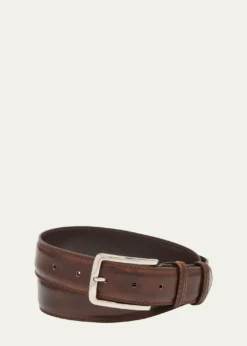 BontoniMen's 35mm Burnished Leather Belt