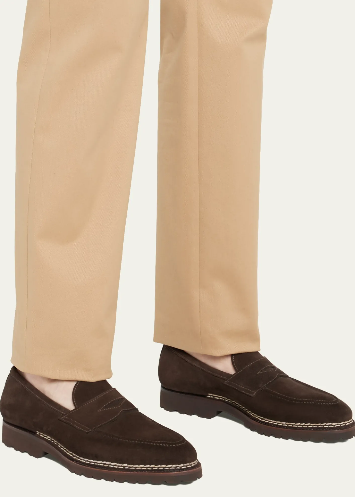 BontoniMen's Principe Lug Sole Suede Penny Loafers