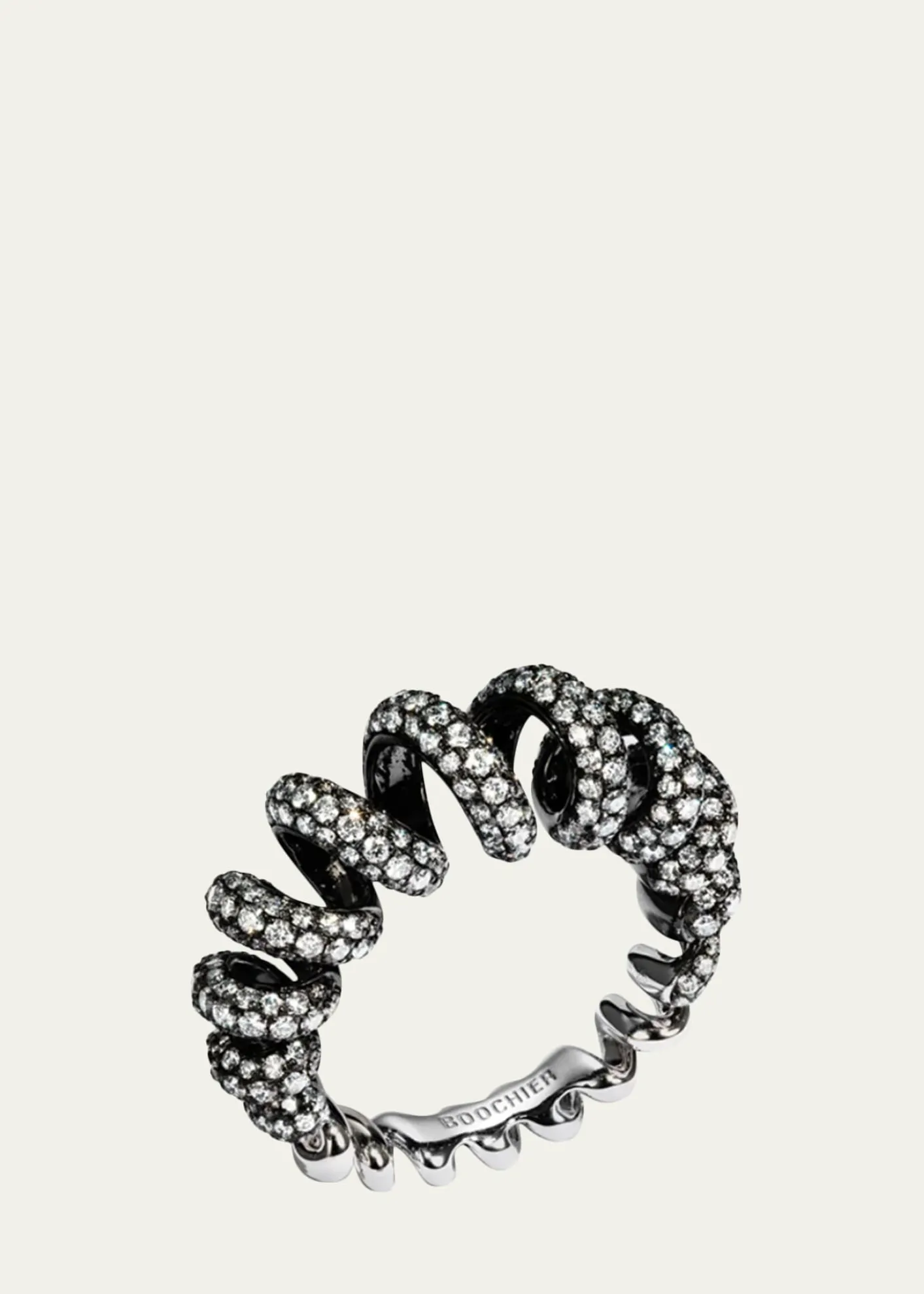 BoochierJumbo Black Plated Diamond Slinkee Ring