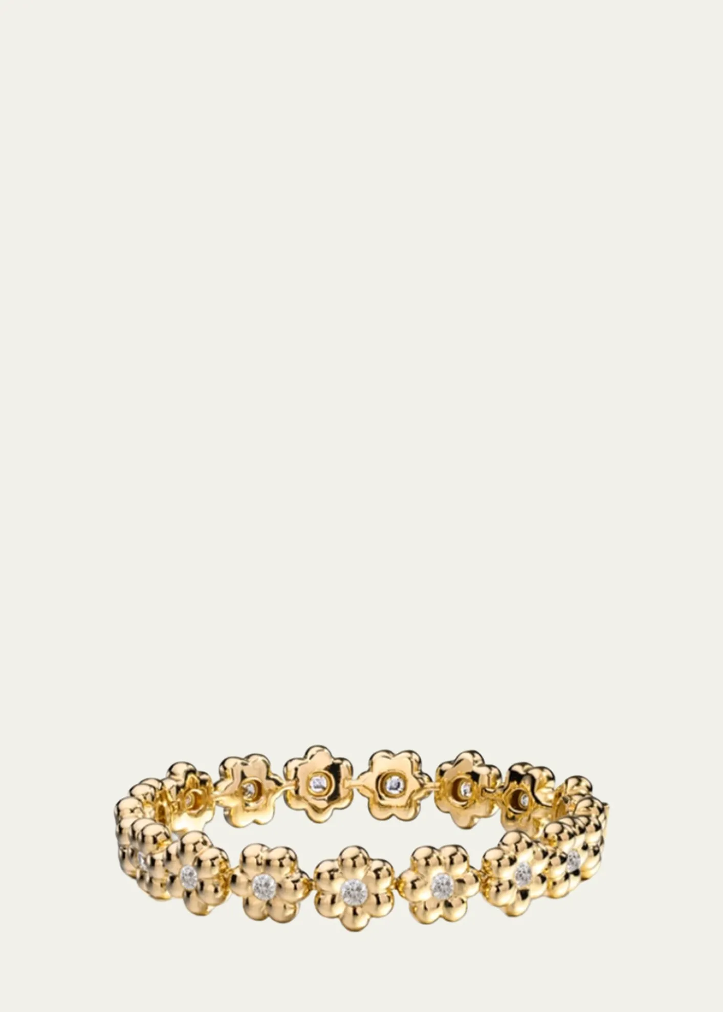Boochier18K Yellow Gold Round Diamond Flower Puff Bracelet