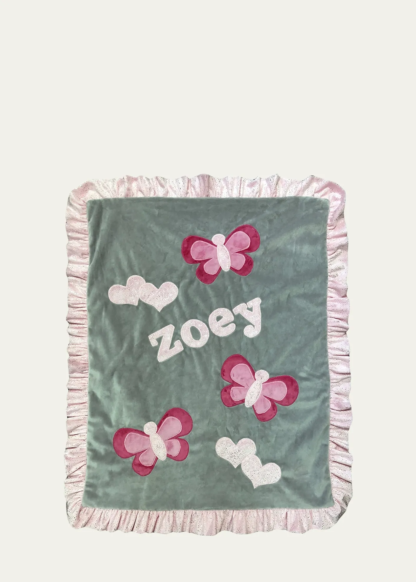 Boogie BabyGirl's Fly Fly Butterfly Ruffle Blanket, Personalized