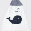 Boogie BabyHooded Whale Towel, White/Blue