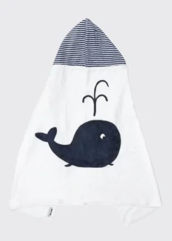 Boogie BabyHooded Whale Towel, White/Blue