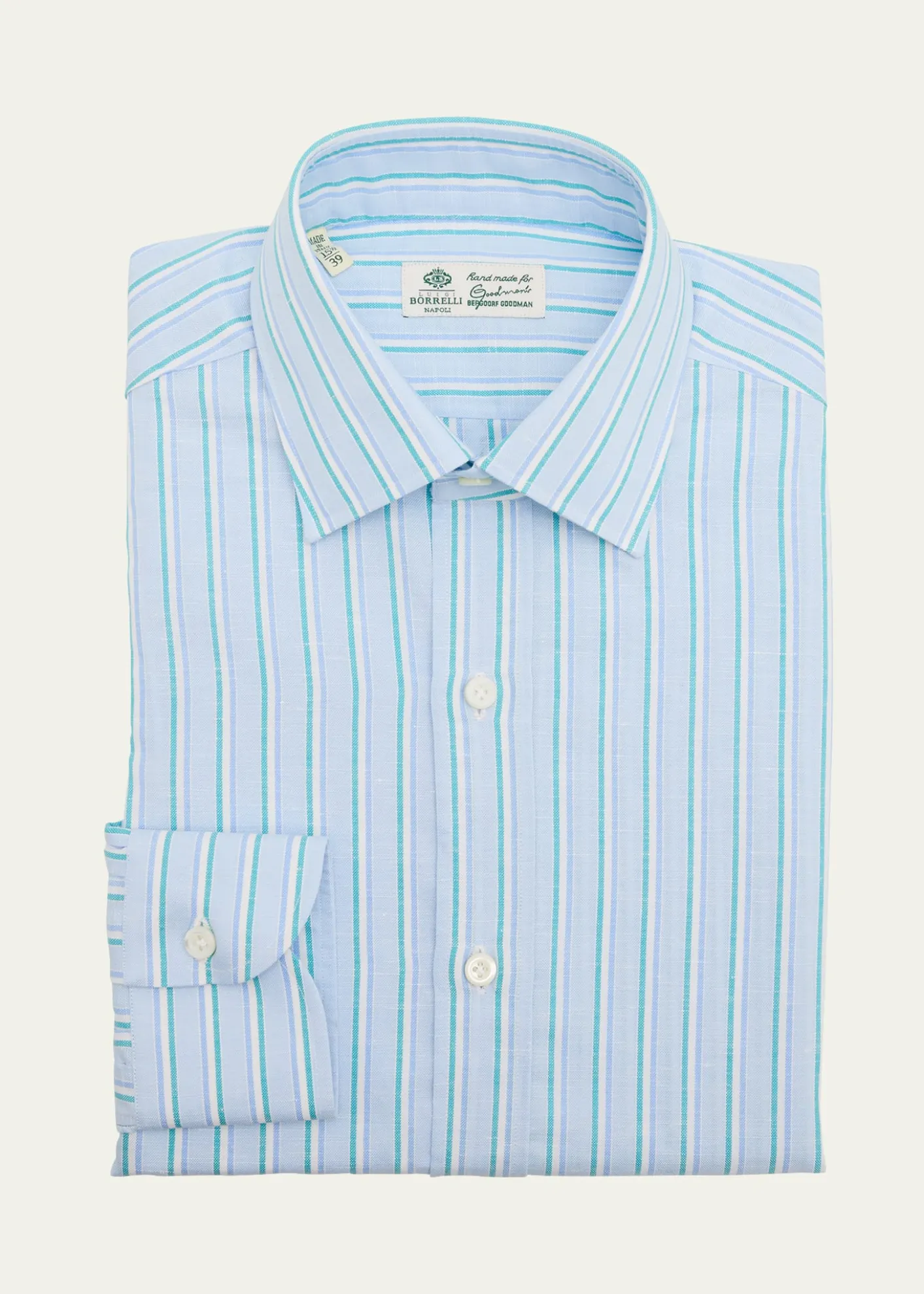 BorrelliMen's Cotton and Linen Multi-Stripe Dress Shirt
