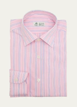 BorrelliMen's Cotton Fine-Stripe Point Collar Dress Shirt