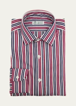 BorrelliMen's Cotton Bold Stripe Point Collar Dress Shirt