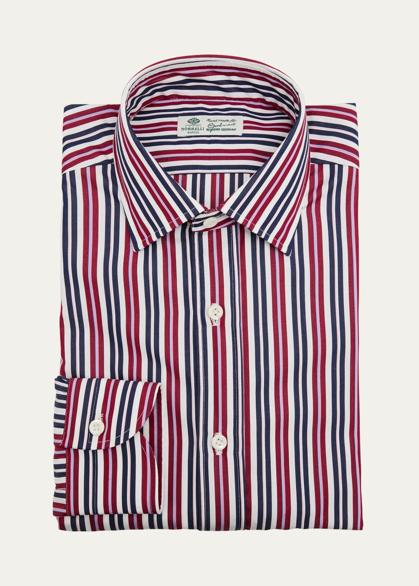 BorrelliMen's Cotton Bold Stripe Point Collar Dress Shirt