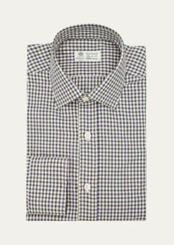 BorrelliMen's Cotton Multi-Check Point Collar Dress Shirt