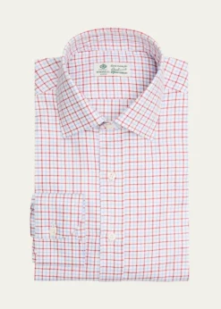 BorrelliMen's Cotton Woven-Check Point Collar Dress Shirt