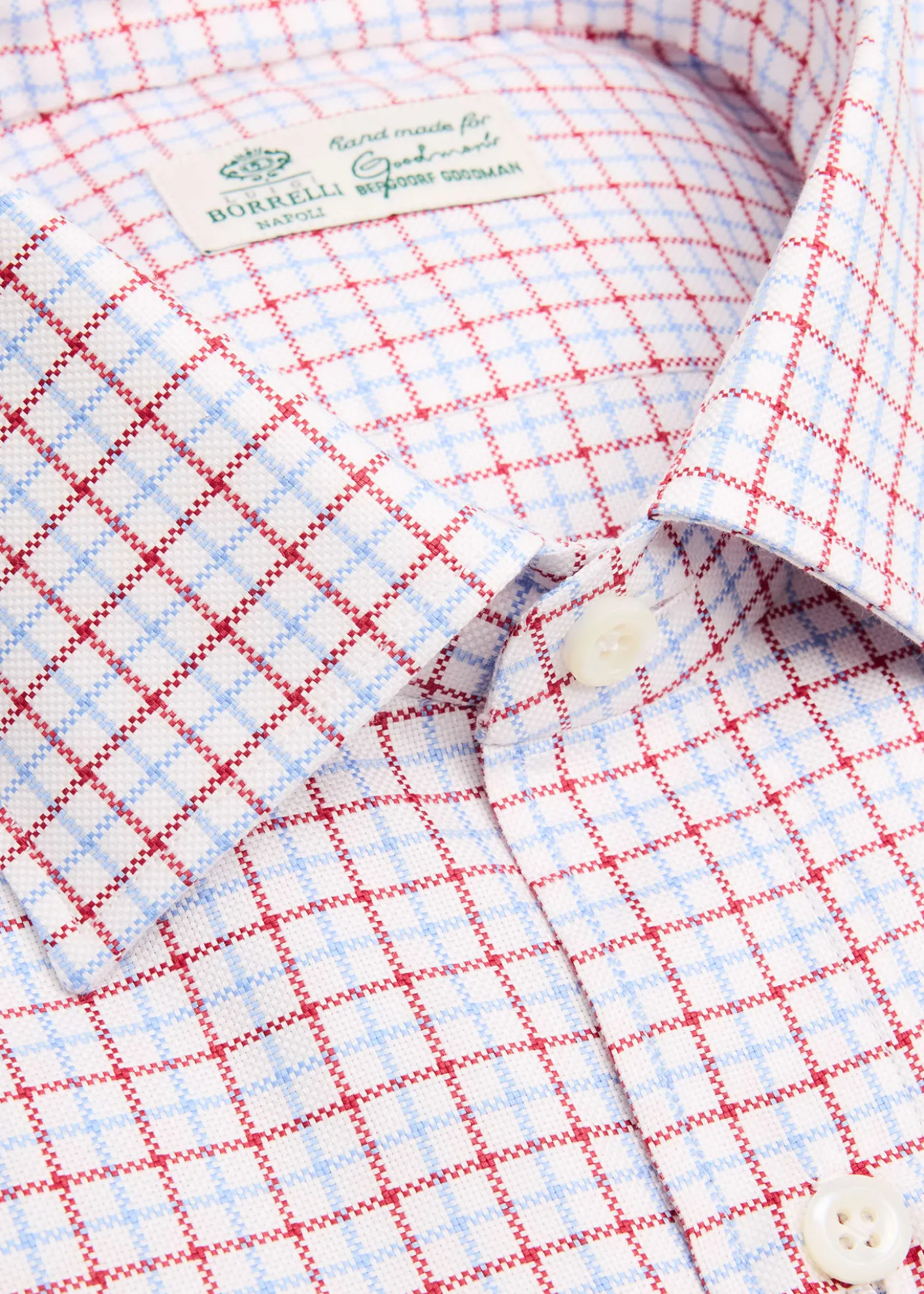 BorrelliMen's Cotton Woven-Check Point Collar Dress Shirt