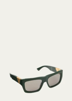 Bottega VenetaAcetate & Metal Rectangle Sunglasses