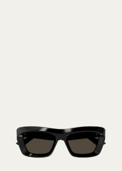 Bottega VenetaBeveled Acetate Rectangle Sunglasses