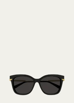 Bottega VenetaEngraved Logo Acetate & Metal Cat-Eye Sunglasses