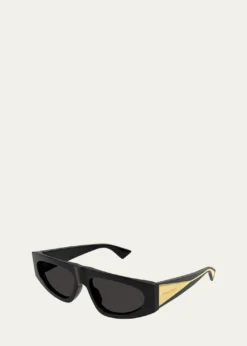 Bottega VenetaEngraved Logo Acetate Rectangle Sunglasses