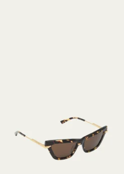 Bottega VenetaLogo Mixed-Media Cat-Eye Sunglasses