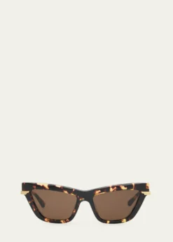 Bottega VenetaLogo Mixed-Media Cat-Eye Sunglasses