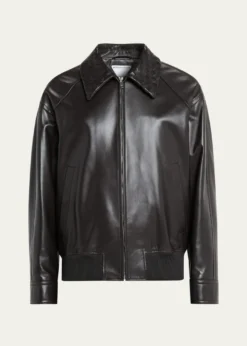 Bottega VenetaMen's Dark Brown Nappa Leather Blouson Jacket