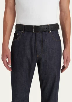 Bottega VenetaMen's Intrecciato Reversible Leather Belt