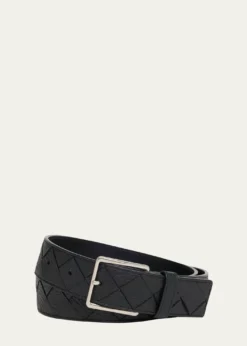 Bottega VenetaMen's Intrecciato Reversible Leather Belt