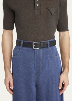 Bottega VenetaMen's Intrecciato Leather Belt