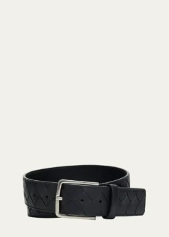 Bottega VenetaMen's Maxi-Intrecciato Leather Belt