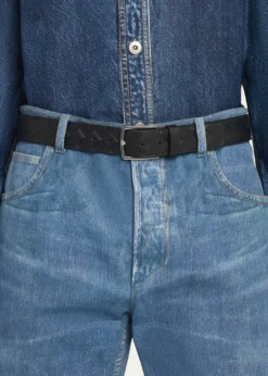 Bottega VenetaMen's Maxi-Intrecciato Leather Belt