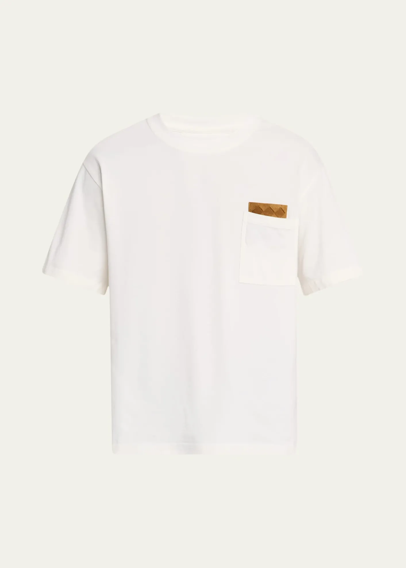 Bottega VenetaMen's Pima Cotton Jersey Intrecciato-Pocket T-Shirt