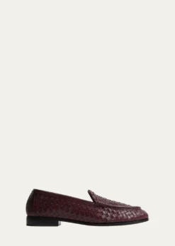 Bottega VenetaMen's Silenzio Intrecciato Napa Leather Loafers