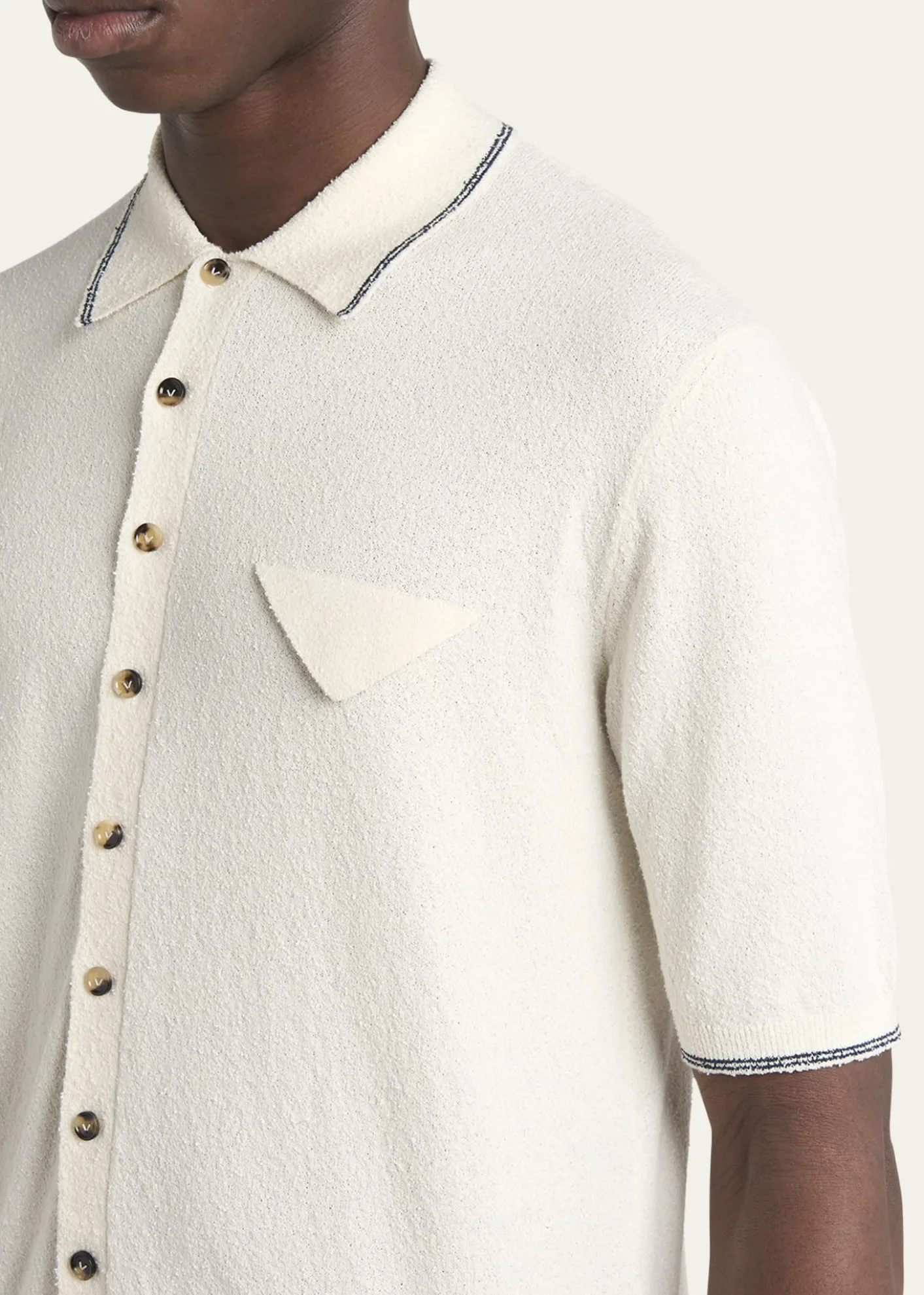 Bottega VenetaMen's Stripe Intarsia Knit Polo Shirt