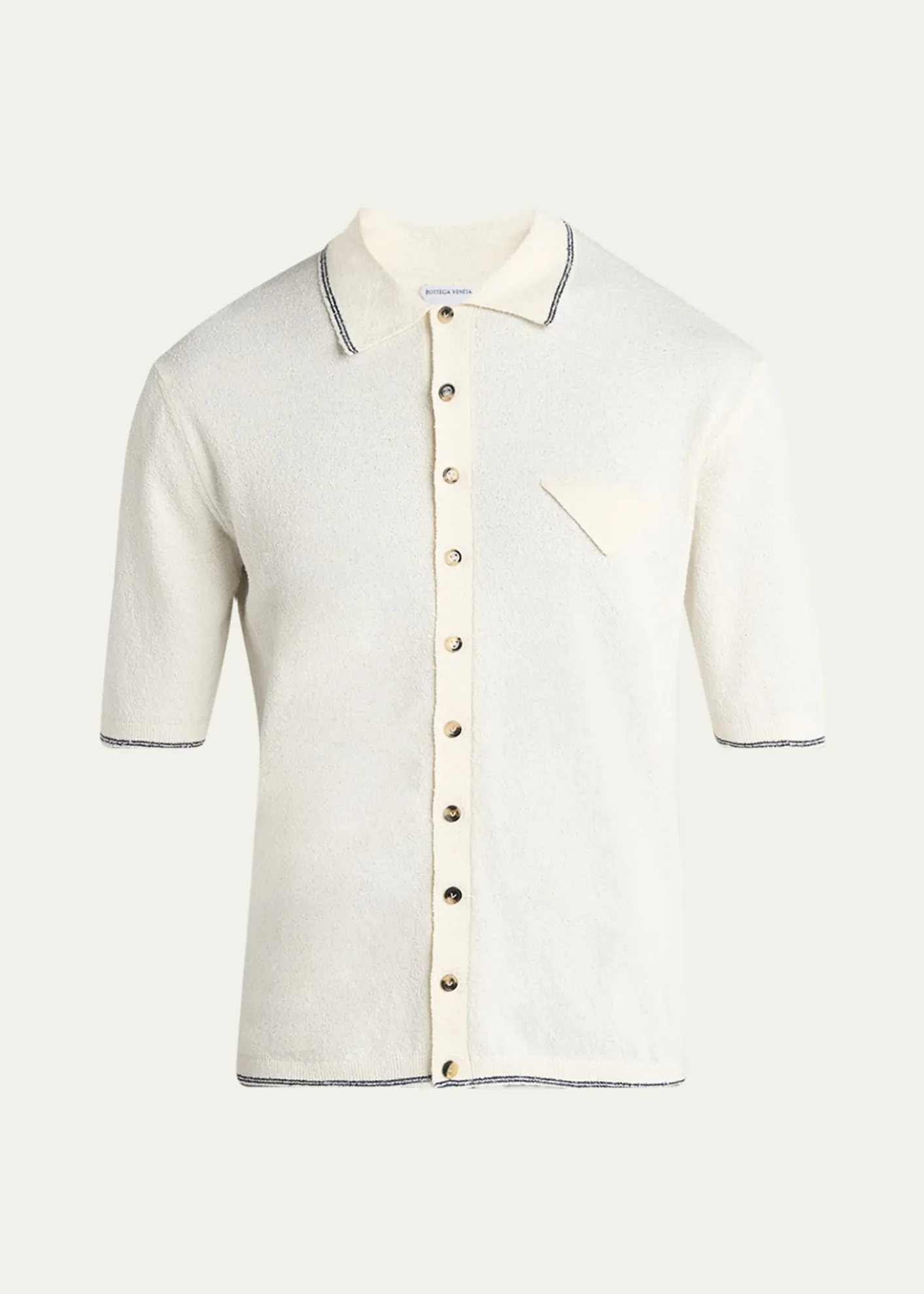 Bottega VenetaMen's Stripe Intarsia Knit Polo Shirt