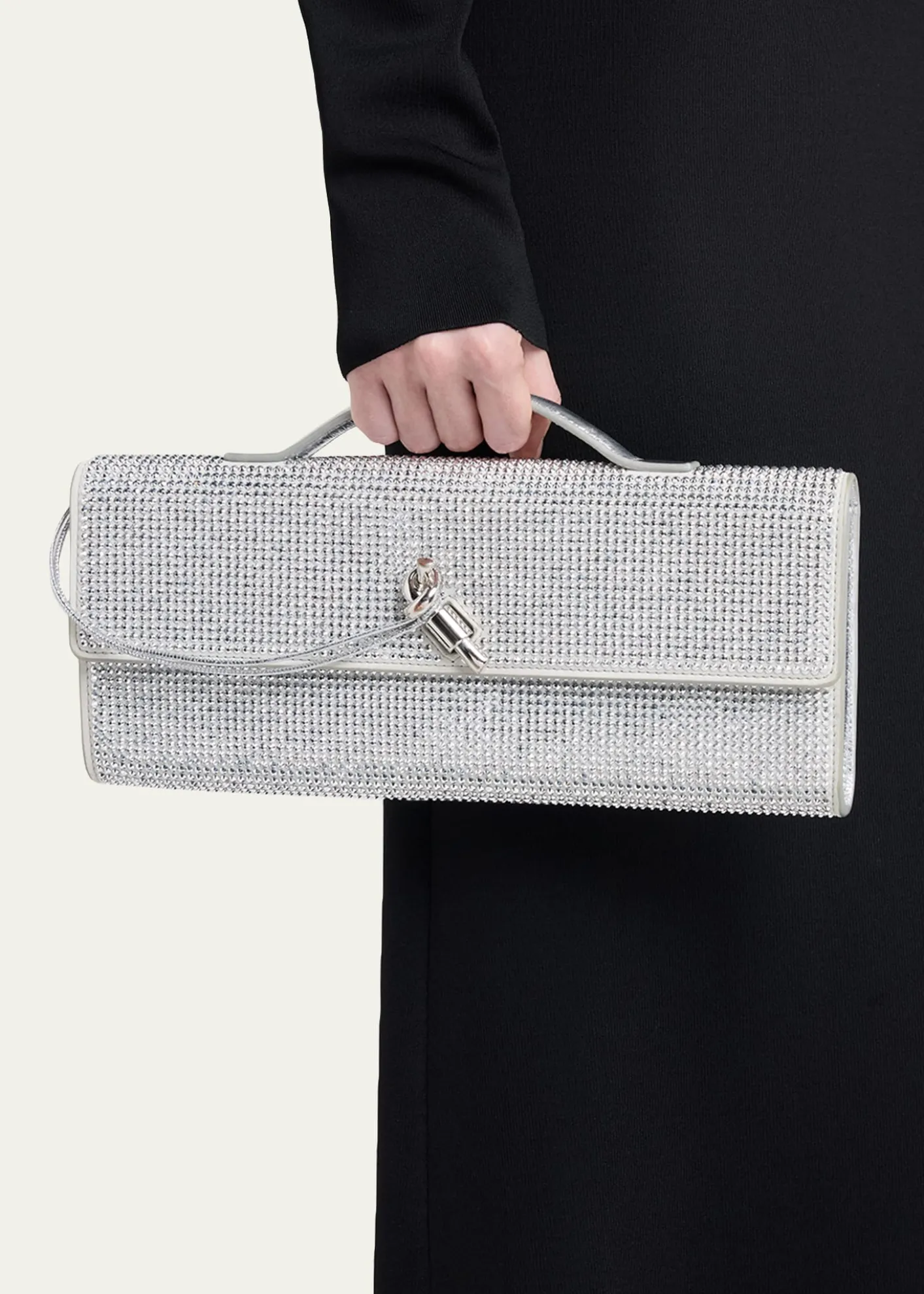 Bottega VenetaAndiamo Crystal Leather Clutch Bag