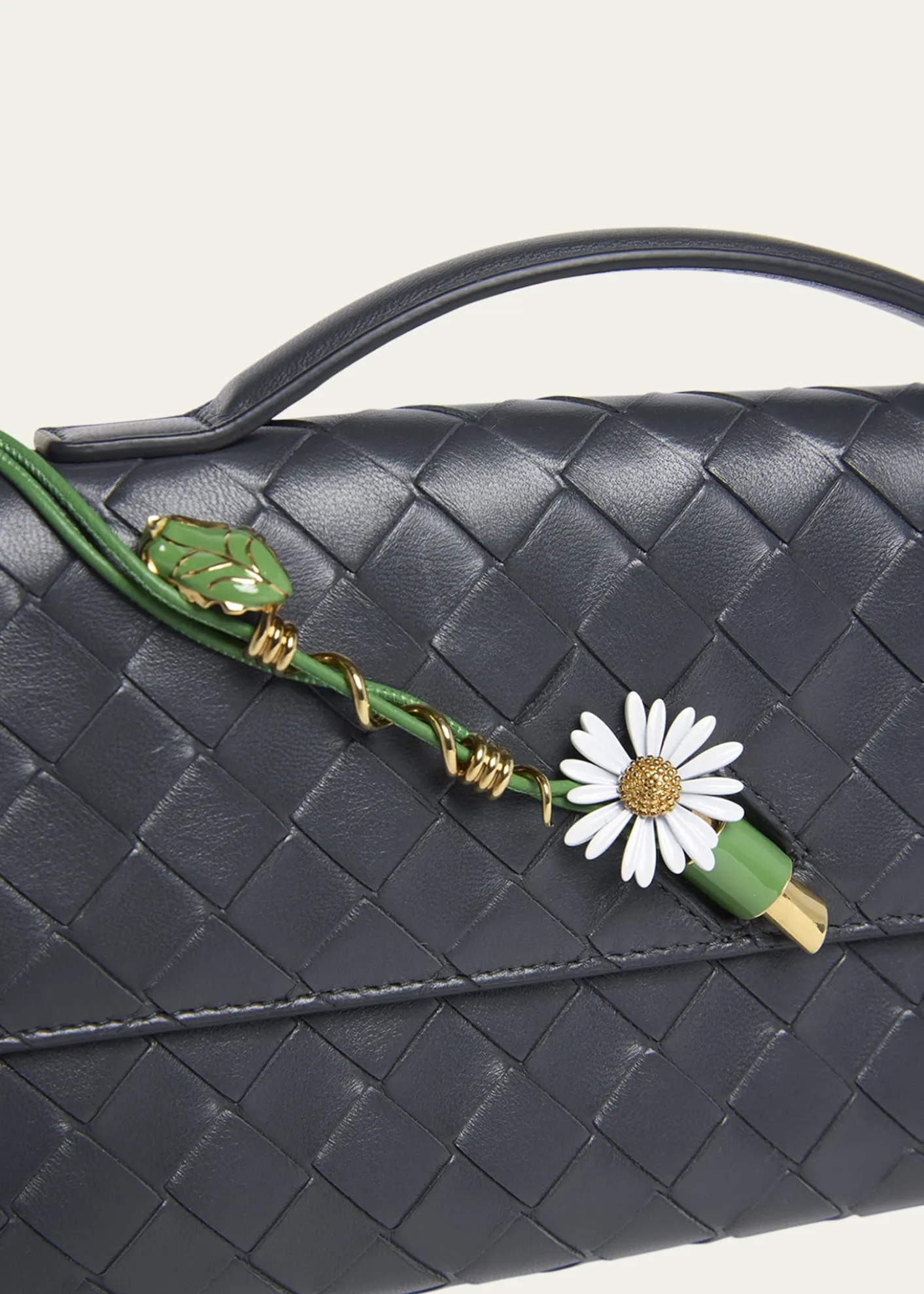 Bottega VenetaAndiamo Flower-Embellished Leather Clutch Bag