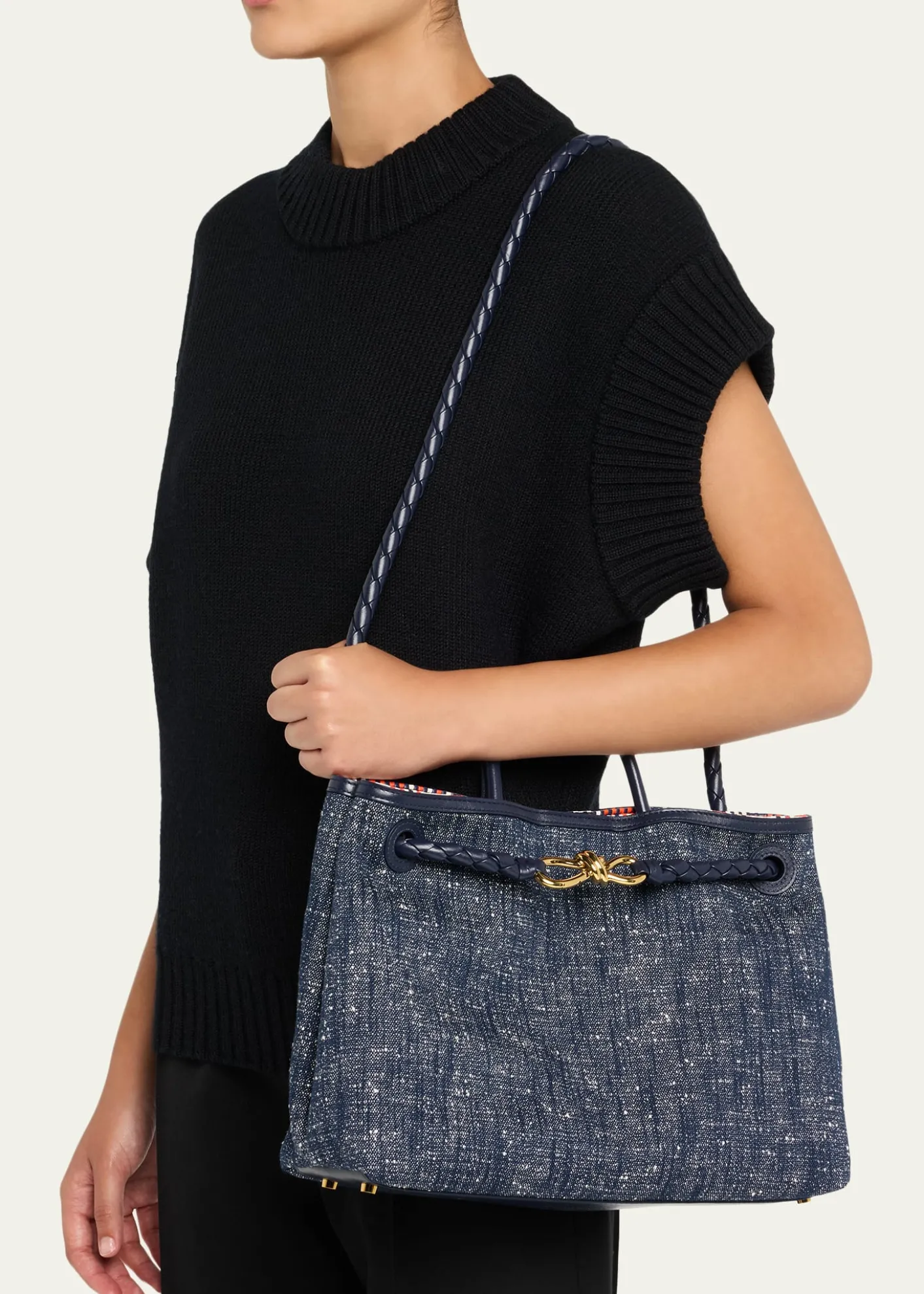 Bottega VenetaAndiamo Medium Boucle Denim Tote Bag