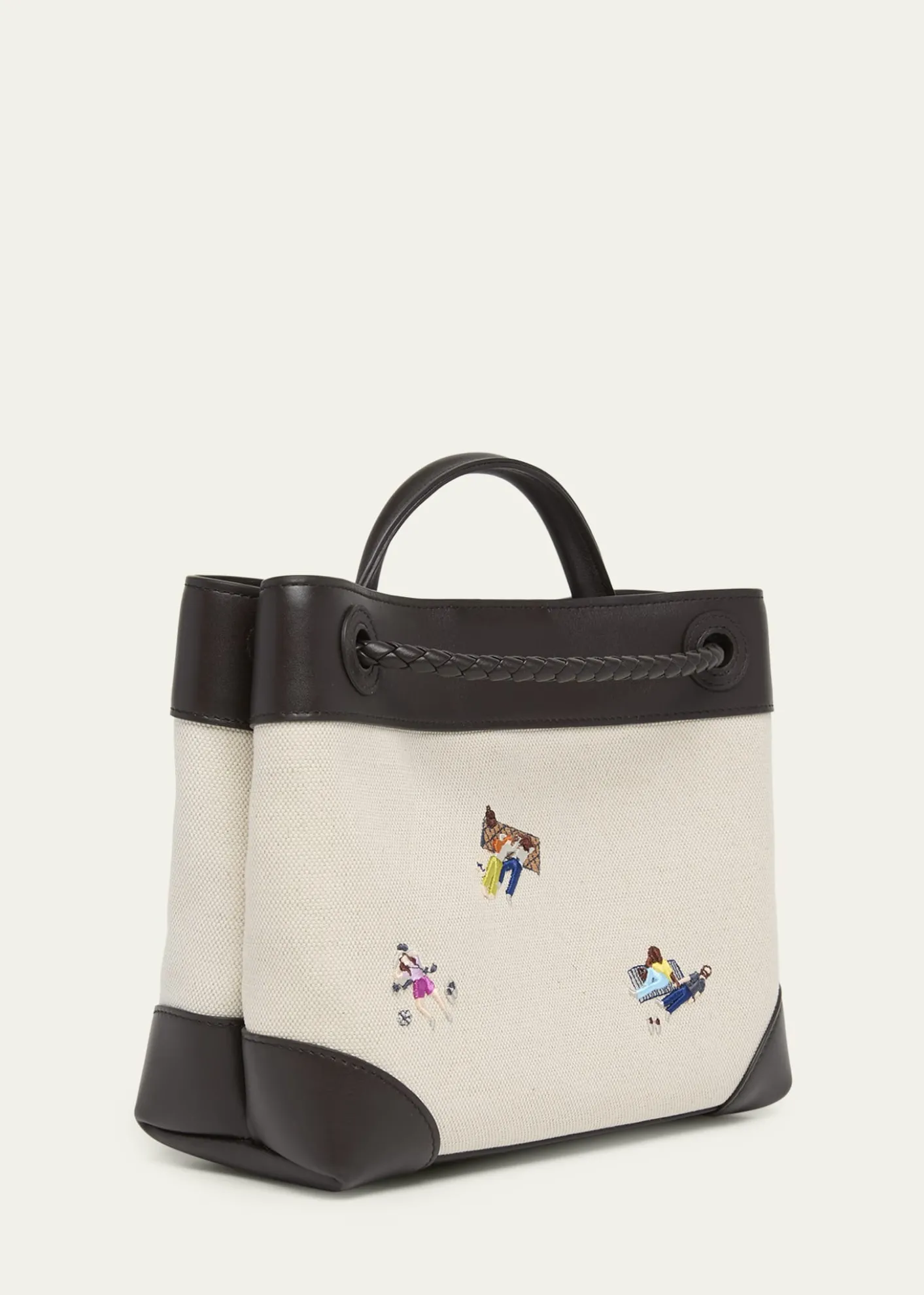 Bottega VenetaAndiamo Small Embroidered Canvas Top-Handle Bag