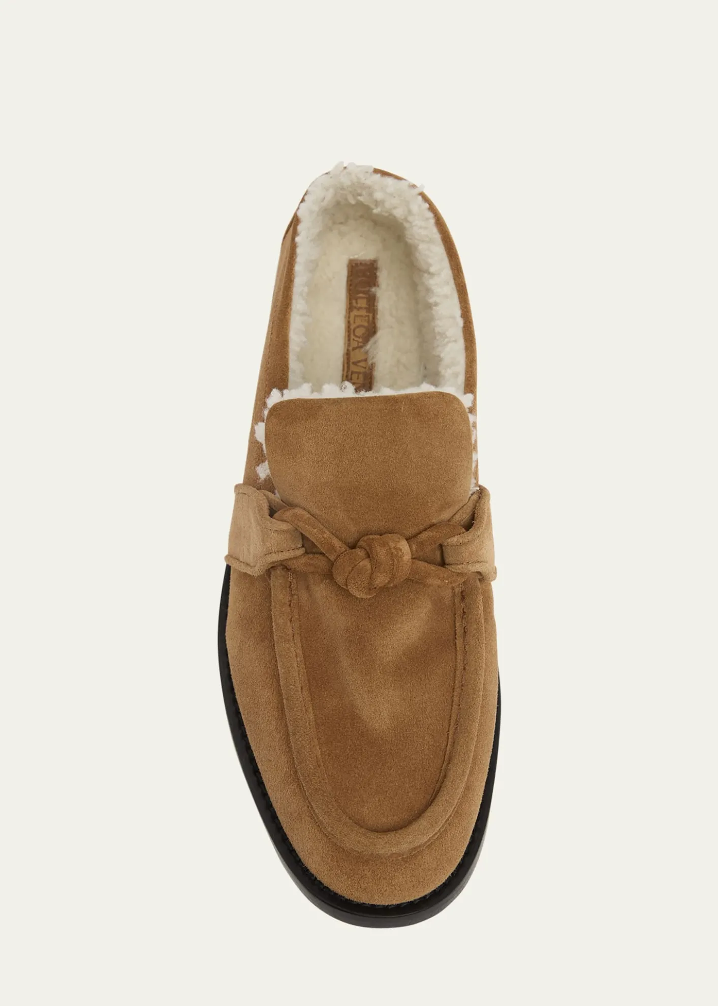Bottega VenetaAstaire Suede Shearling-Lined Knot Loafers