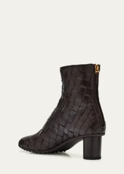 Bottega VenetaAtomic Woven Leather Cylinder-Heel Booties