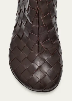 Bottega VenetaAtomic Woven Leather Cylinder-Heel Booties