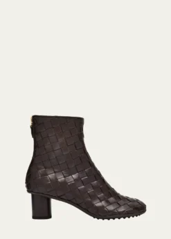 Bottega VenetaAtomic Woven Leather Cylinder-Heel Booties
