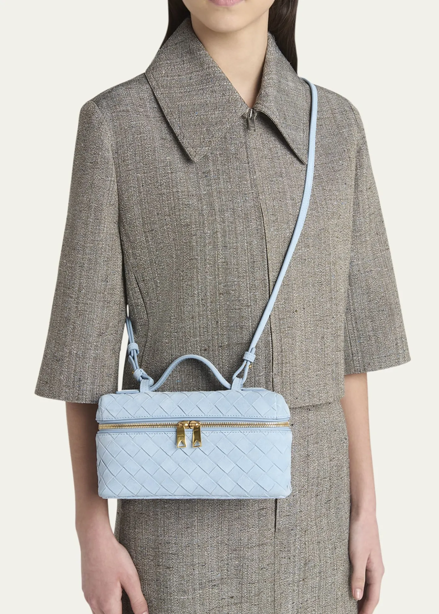 Bottega VenetaBang Bang Vanity Intrecciato Suede Crossbody Bag